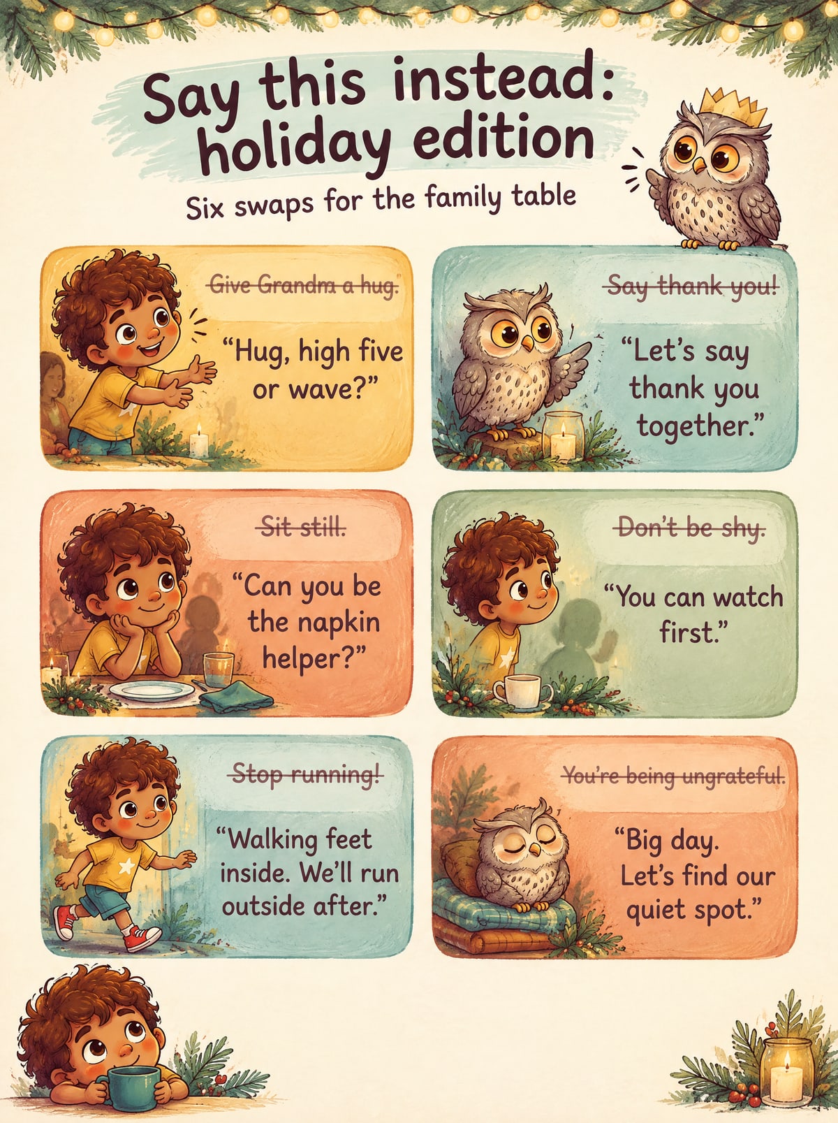 Say this instead, holiday edition: six swaps for the family table