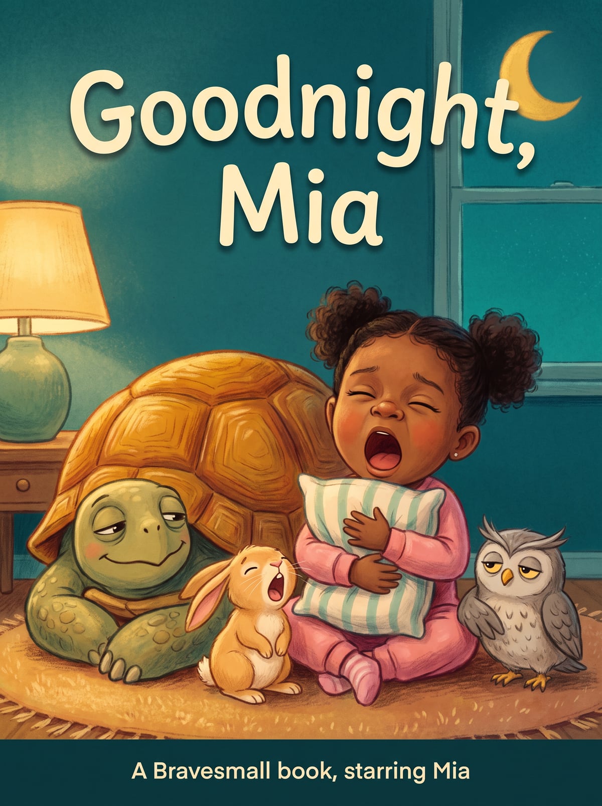 Goodnight, [Name] — sample cover with an AI stand-in child