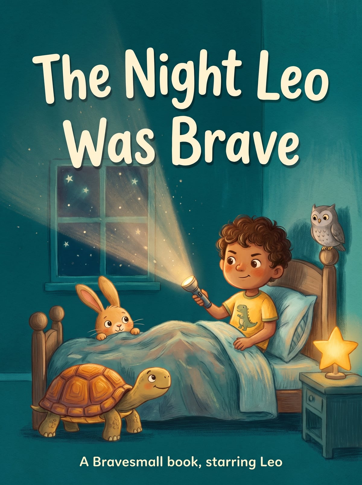 The painted cover of The Night Leo Was Brave, showing the same boy