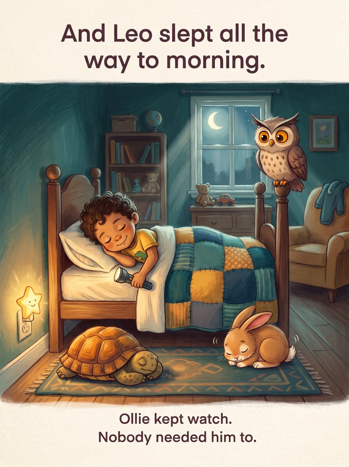 Morning: the child asleep and smiling, the night survived