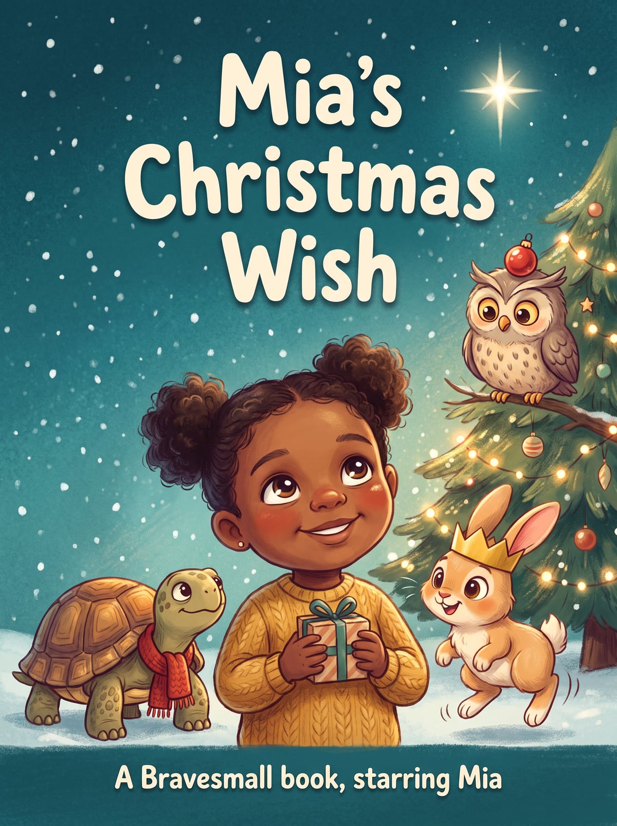 [Name]'s Christmas Wish — sample cover with an AI stand-in child